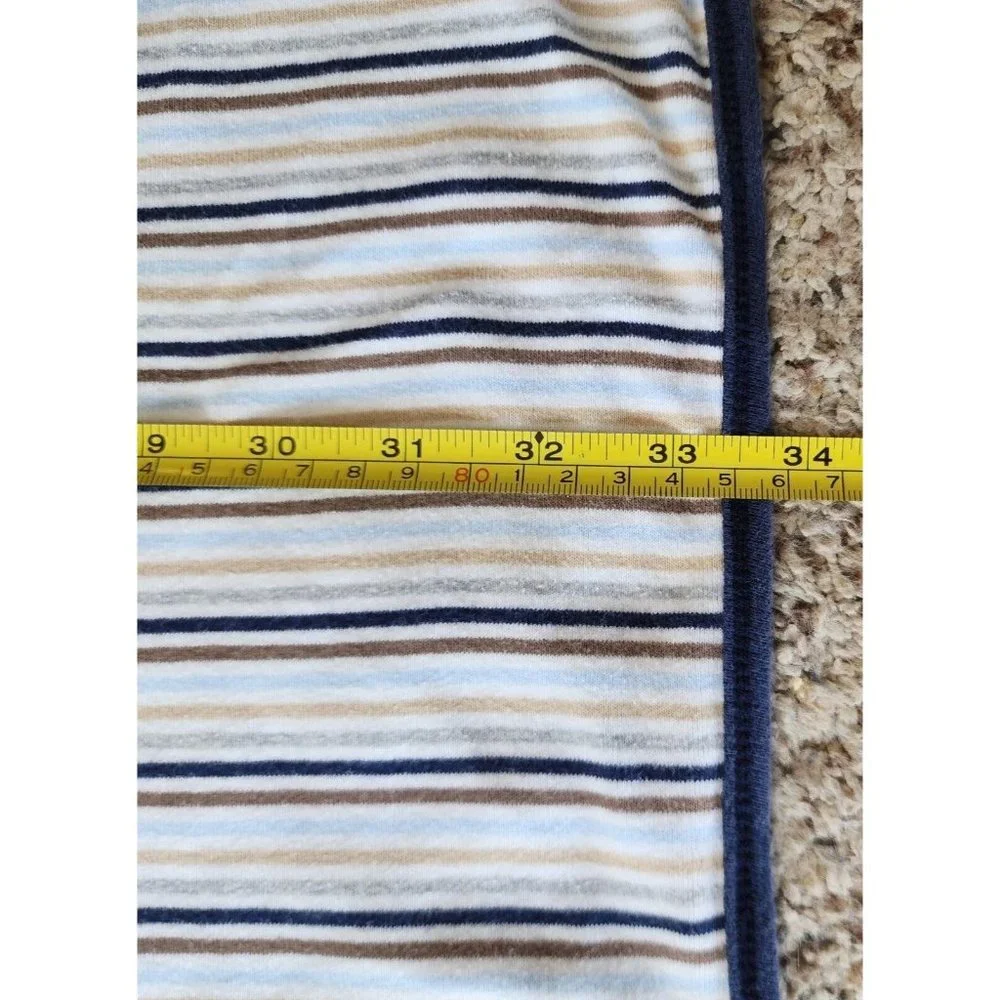 Carter's Baby Blanket Receiving Swaddle‎ Jersey Cotton Blue/Brown/White Striped